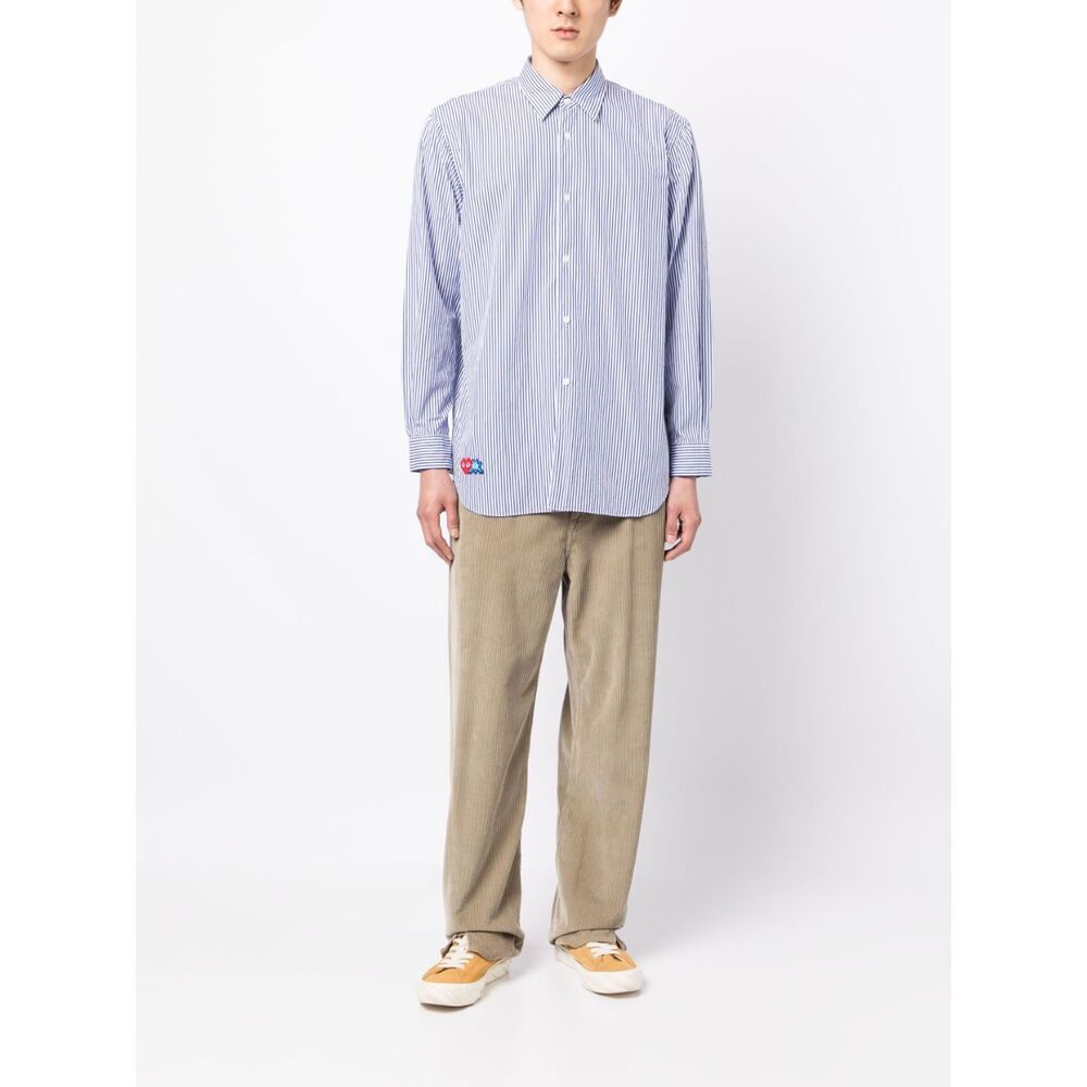 Comme Des Garçons Play Lapel Long-sleeved Shirt In Blue