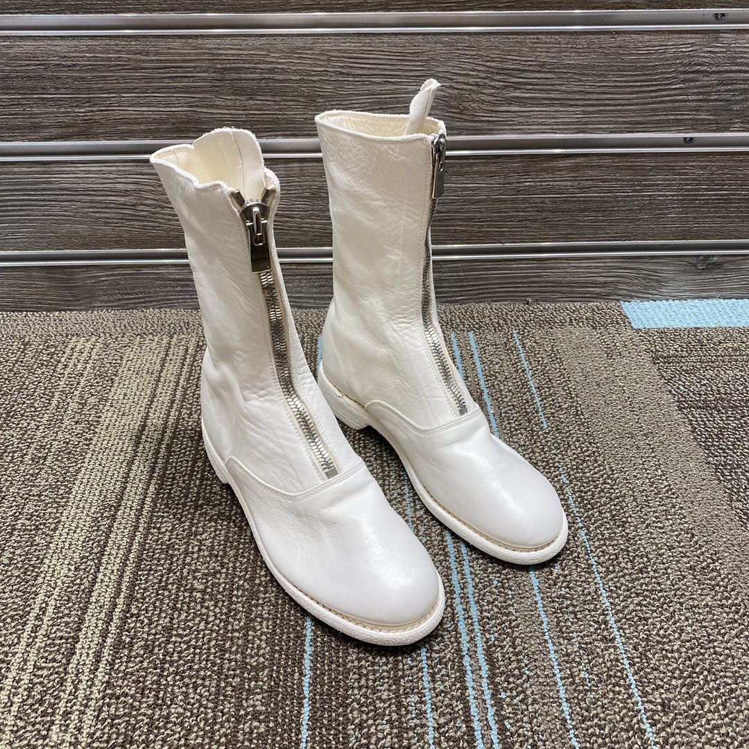 Guidi Women 310 Front Zip Military Boot In White