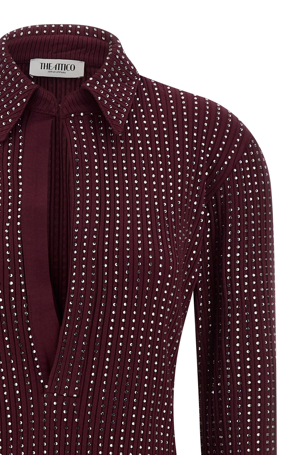 Attico Rhinestone Dress Dresses Bordeaux In Burgundy