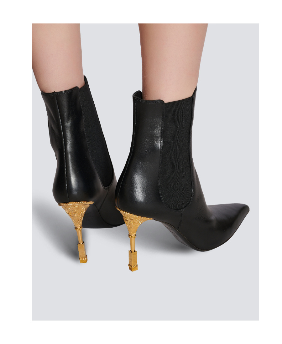Balmain Sculpted-heel Patent-finish Leather Boots In Black