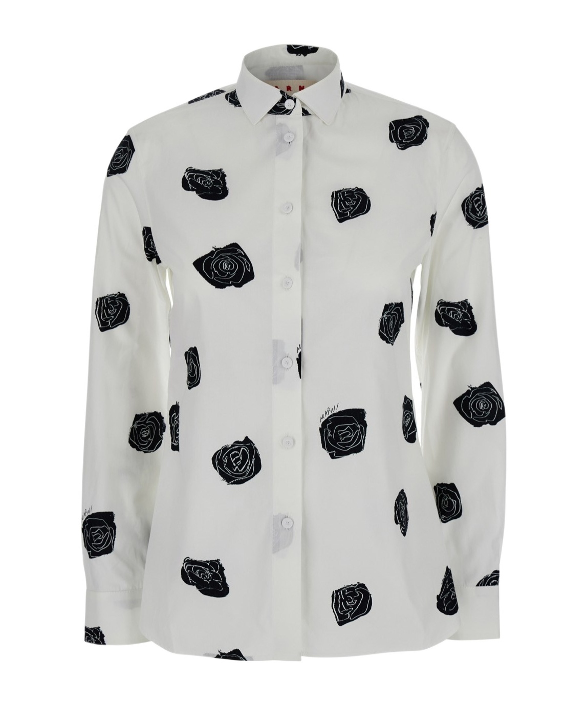 Marni Cotton Shirt With Printed Design And Long Sleeves In White