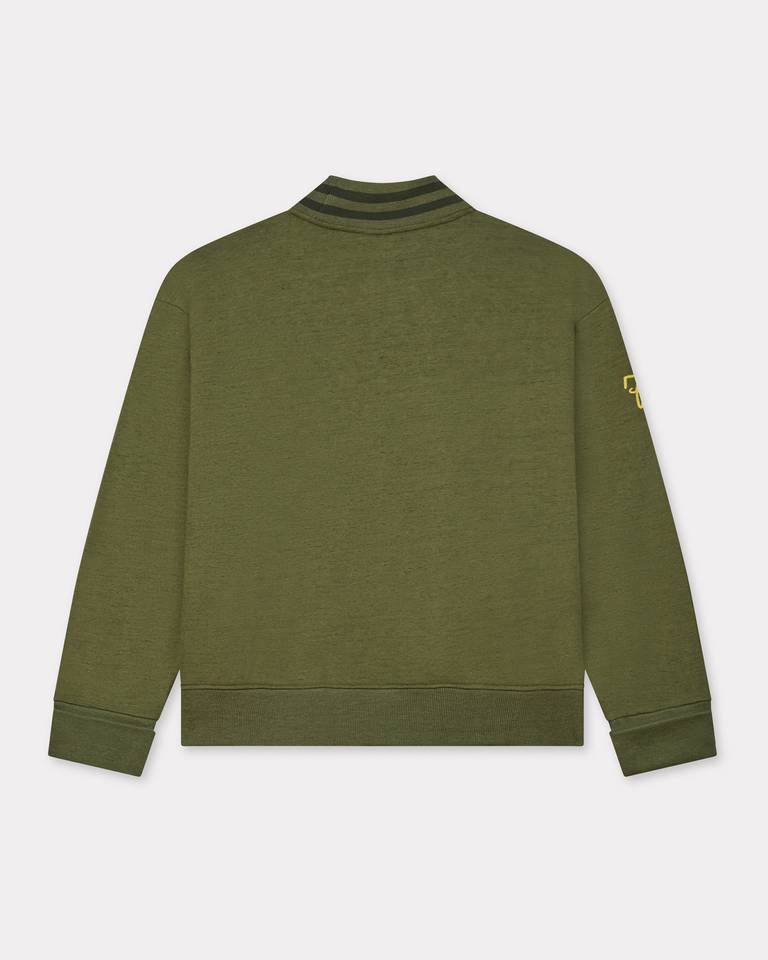 Kenzo ' Paris Chainstitch' Embroidered Cardigan In Cotton In Green