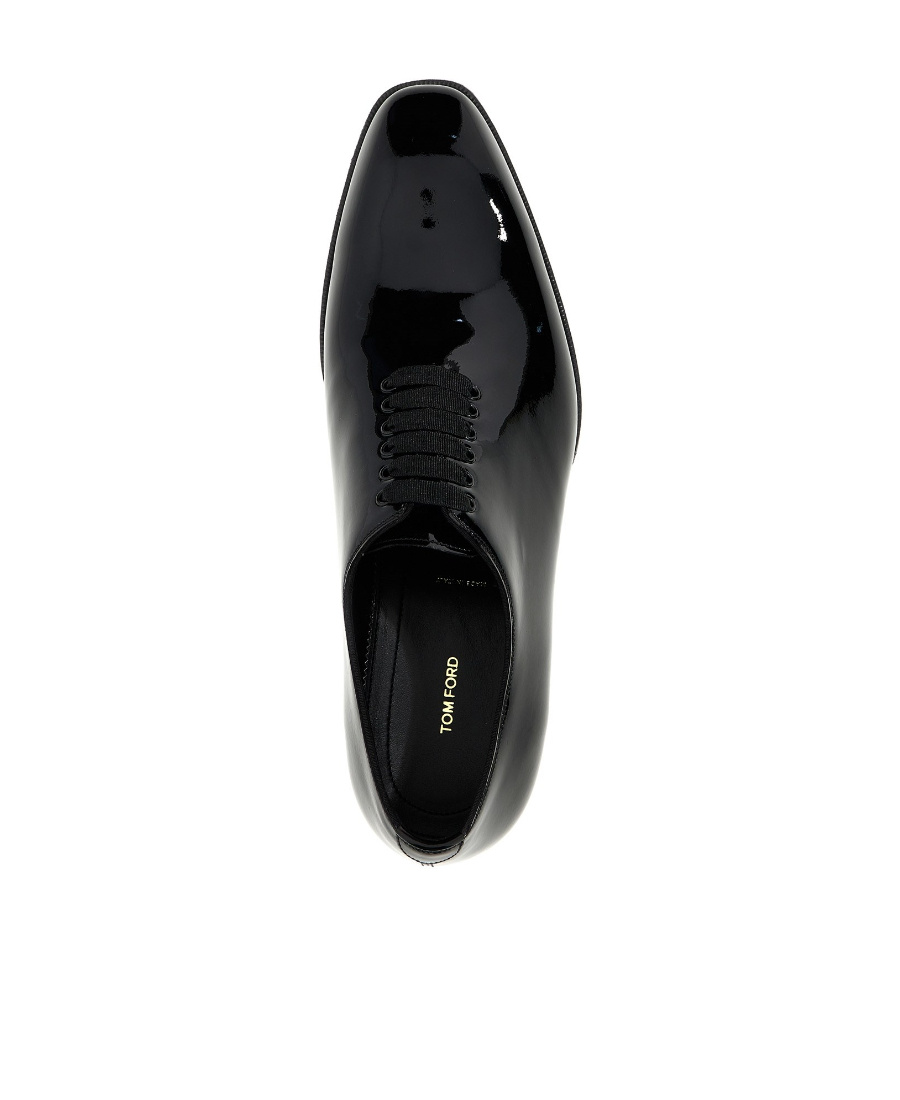 Tom Ford Elkan Whole-cut Patent-leather Oxford Shoes In Black