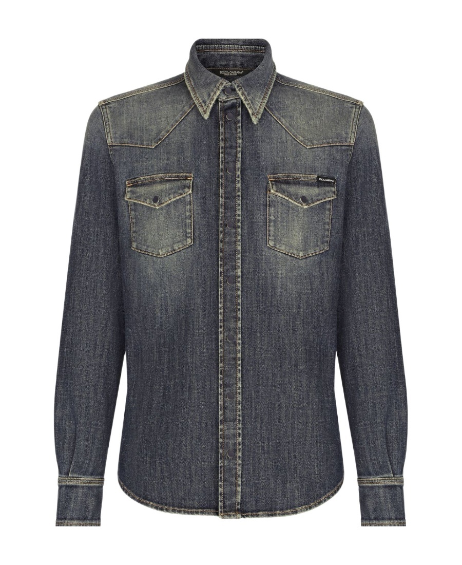 Dolce & Gabbana Button-up Denim Shirt In Black