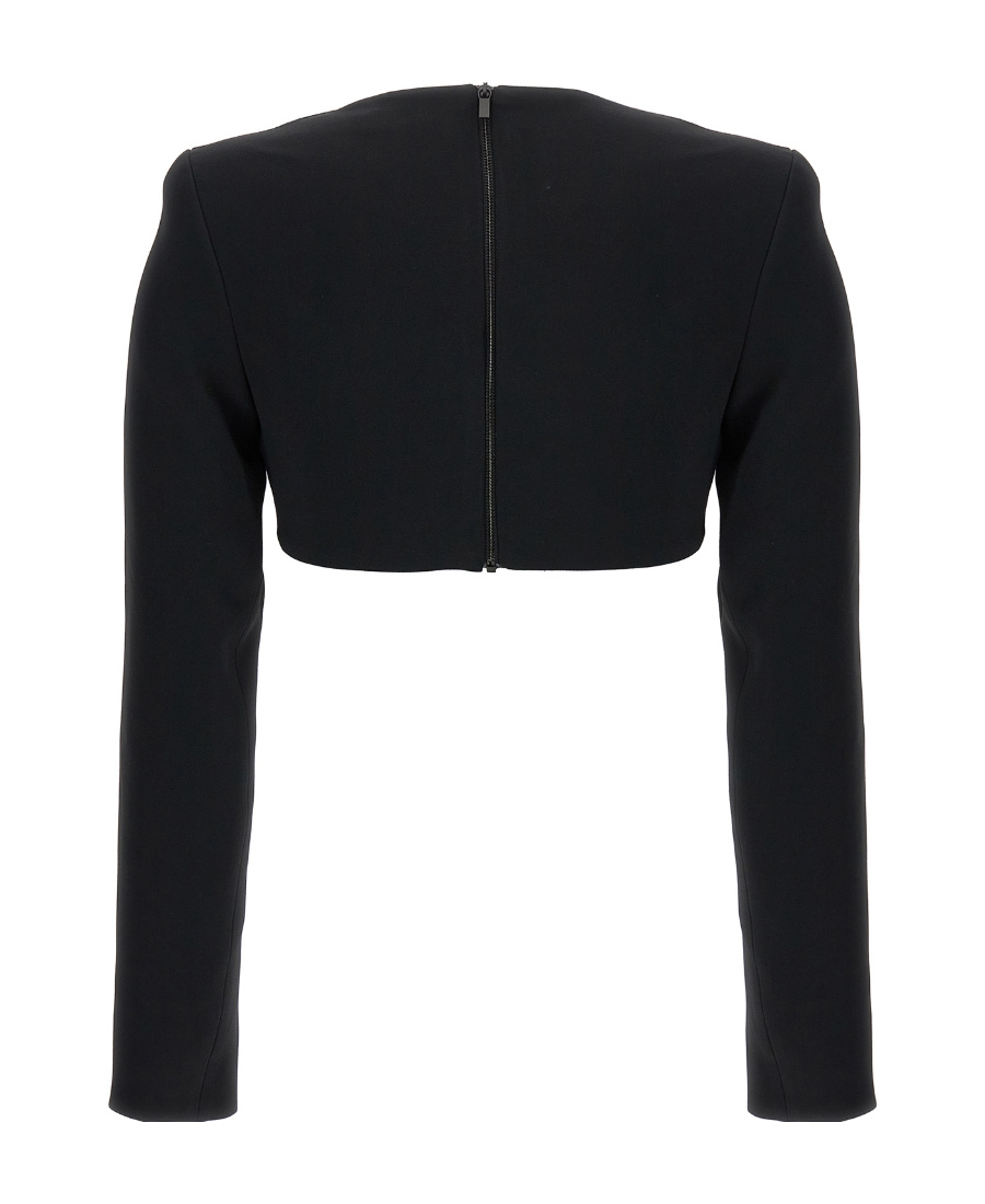 Shop David Koma Crystal-embellished Cropped Top In Black