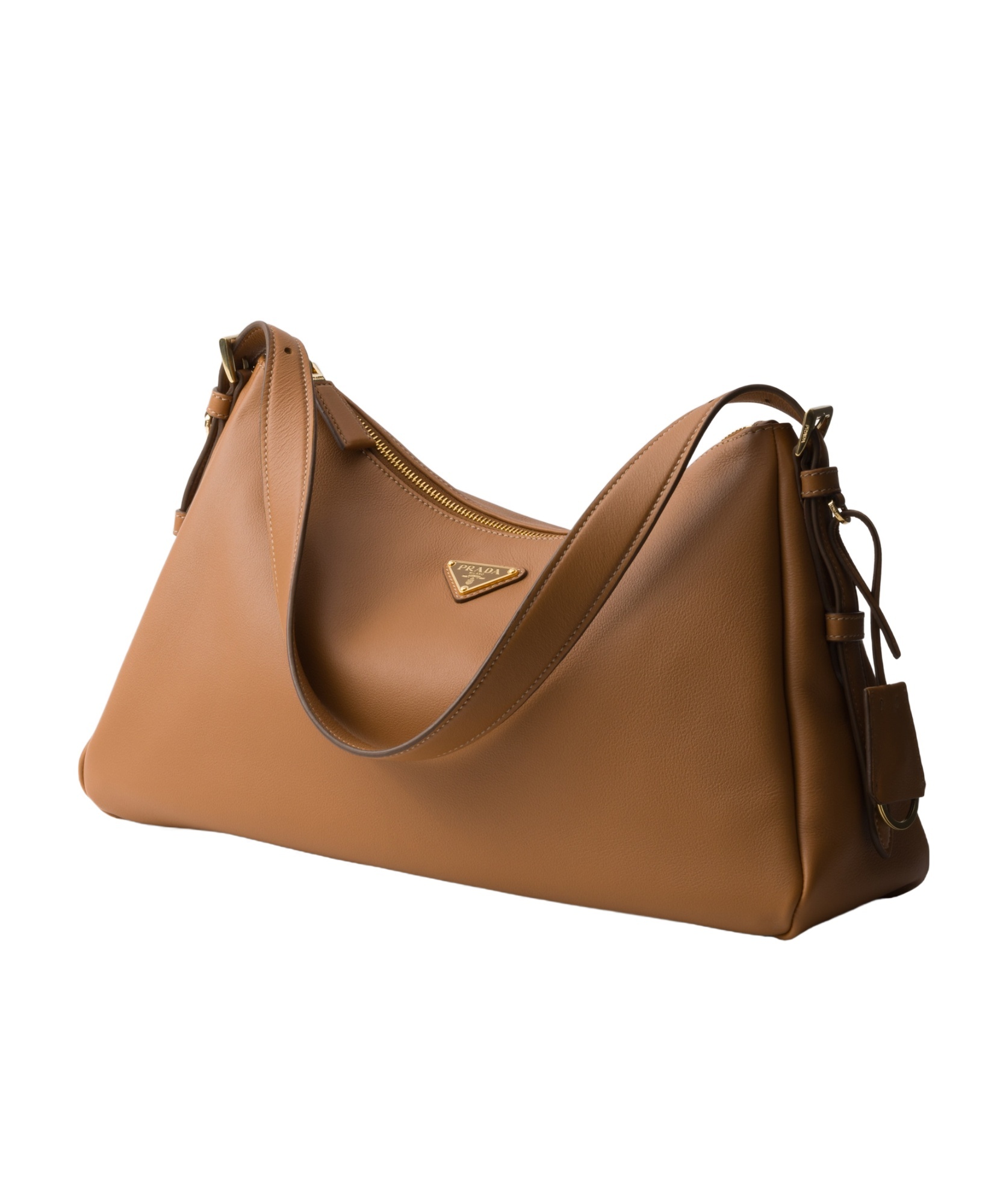 Prada Large Triangle-logo Shoulder Bag In Caramel Color