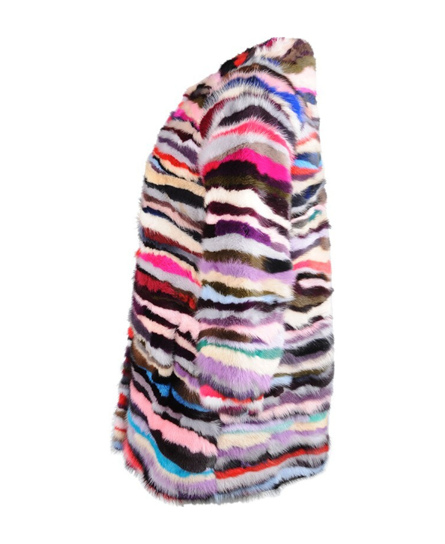 Frame Round-necked Fur In Multicolor