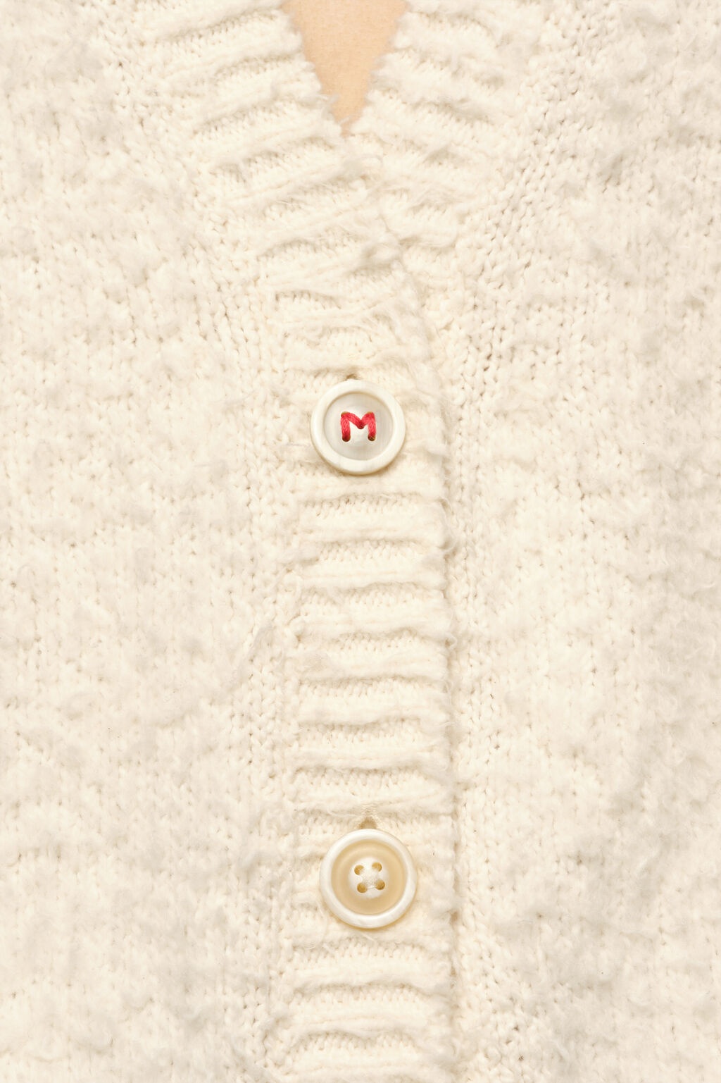 Maison Margiela Off-white Oversized Piled Cardigan In White