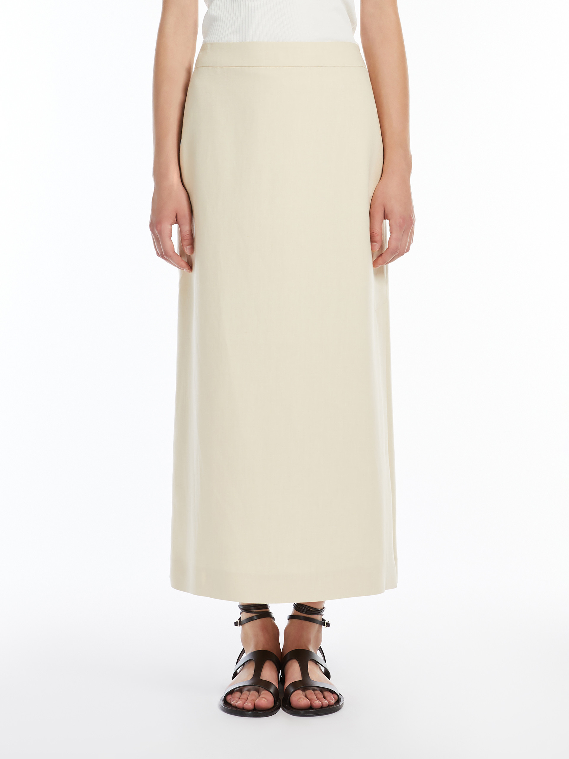 Weekend Max Mara Viscose And Linen Canvas Skirt In Avorio