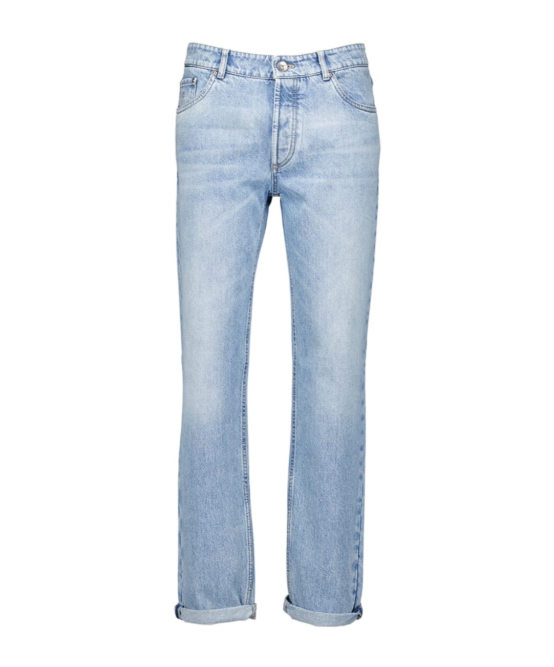 Brunello Cucinelli Logo-stitched Tapered Jeans In Blue