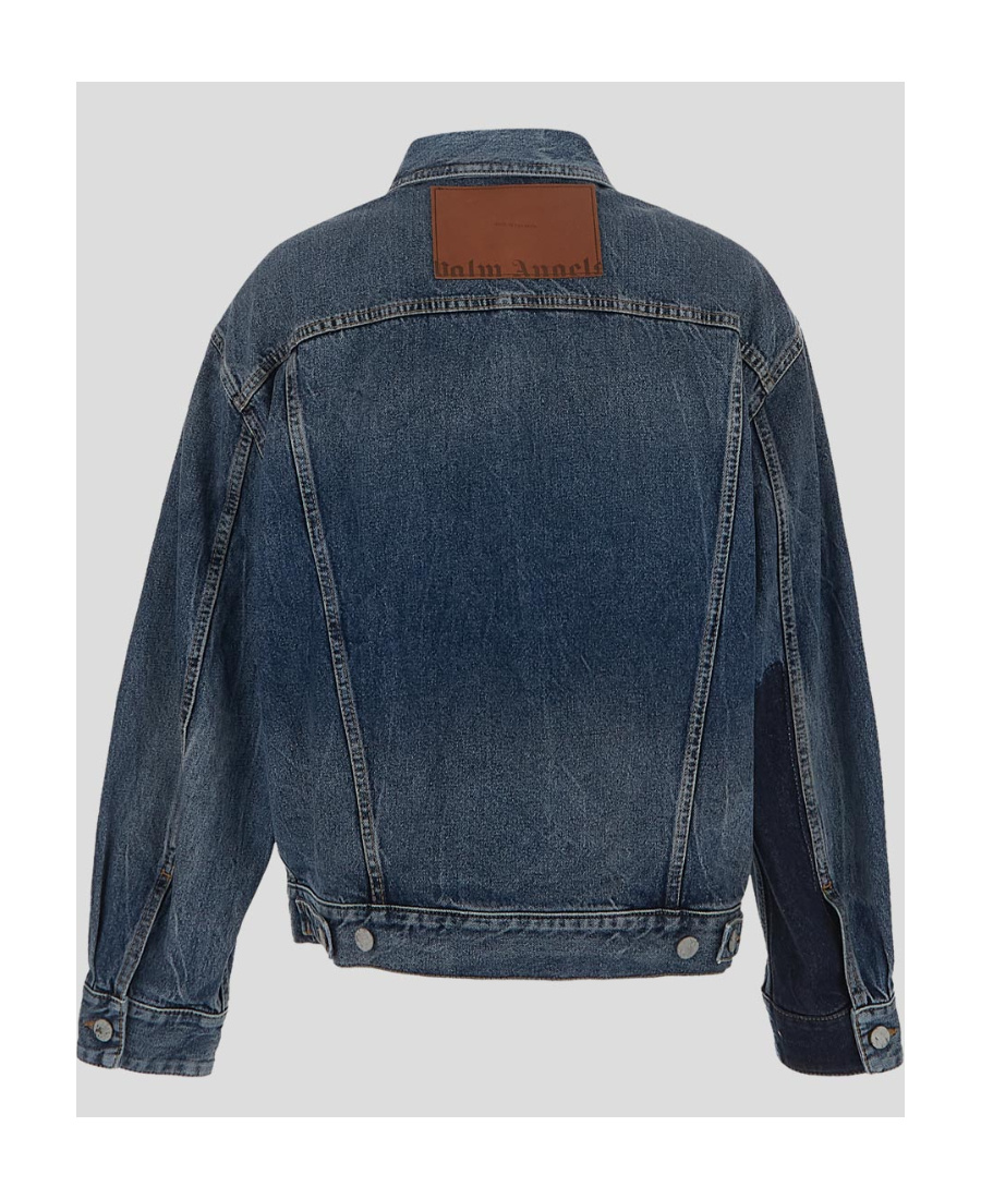 Palm Angels Logo-patch Denim Jacket In Black