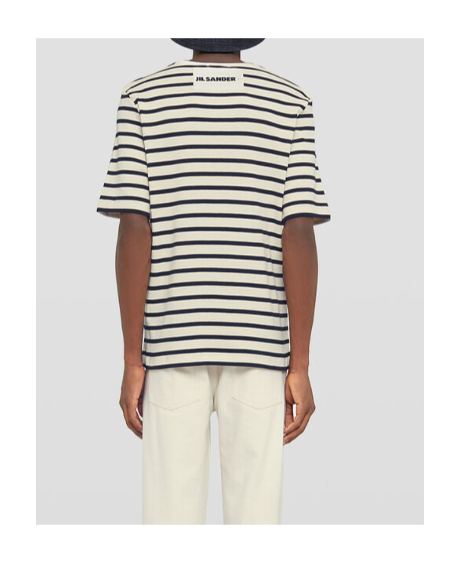 Jil Sander Black And White Striped Short Sleeve T-shirt In Black