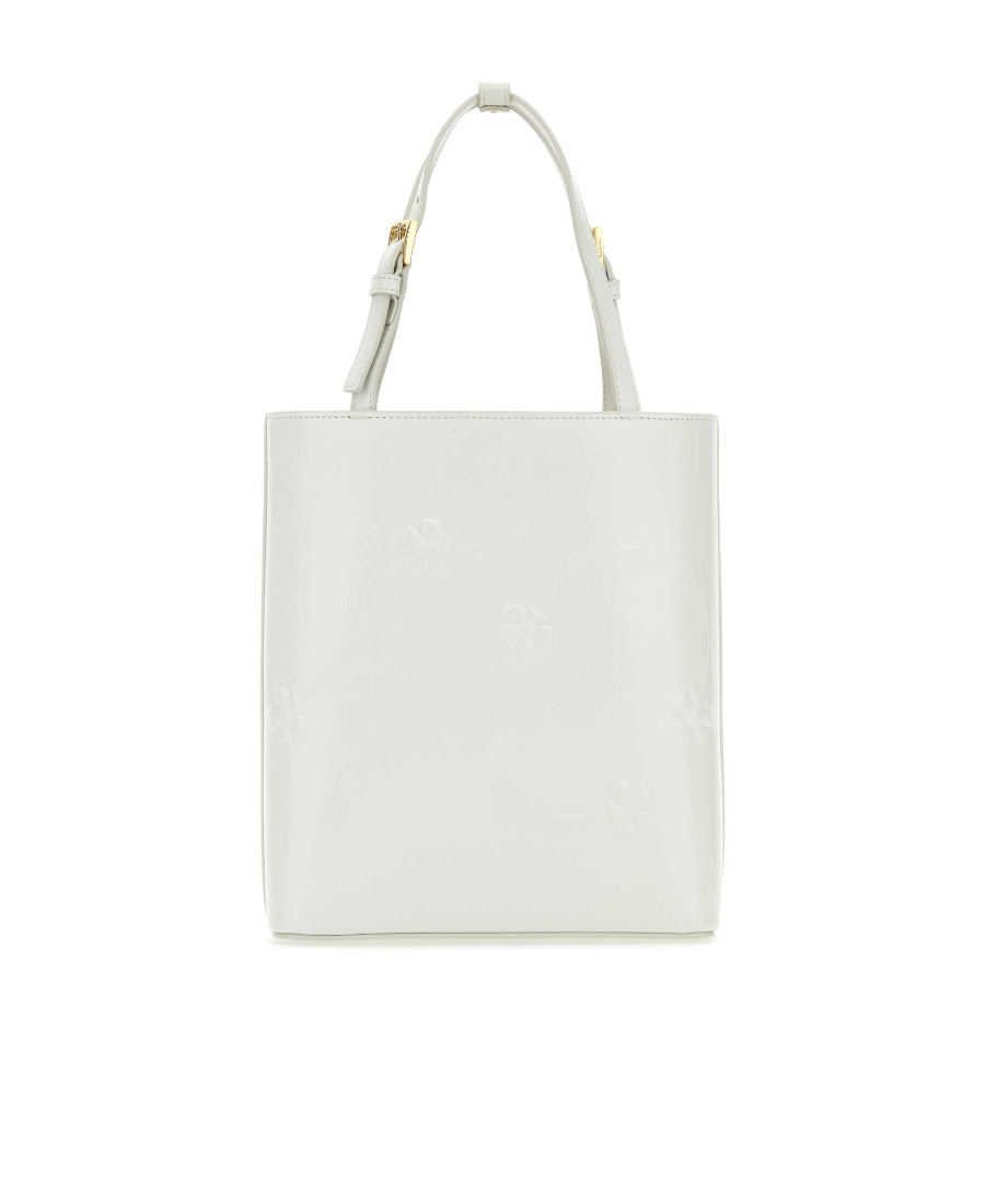 Shop Prada Floral-embossed Leather Tote Bag In White