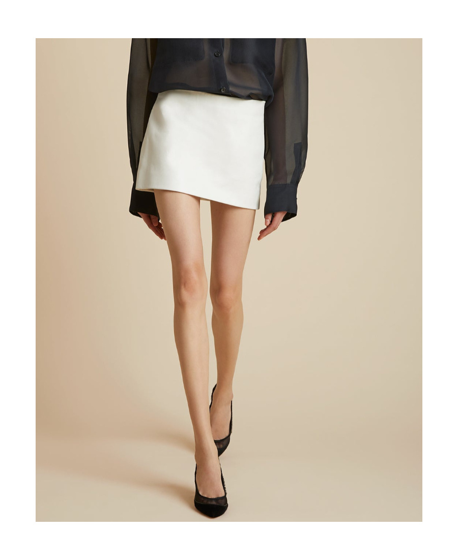 Khaite The Jett Leather Miniskirt In White