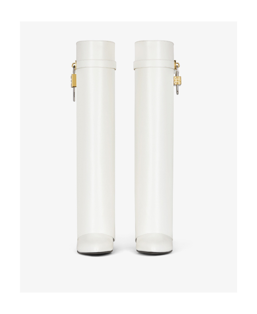 Givenchy Leather Shark Lock Knee-high Boots 90 In White