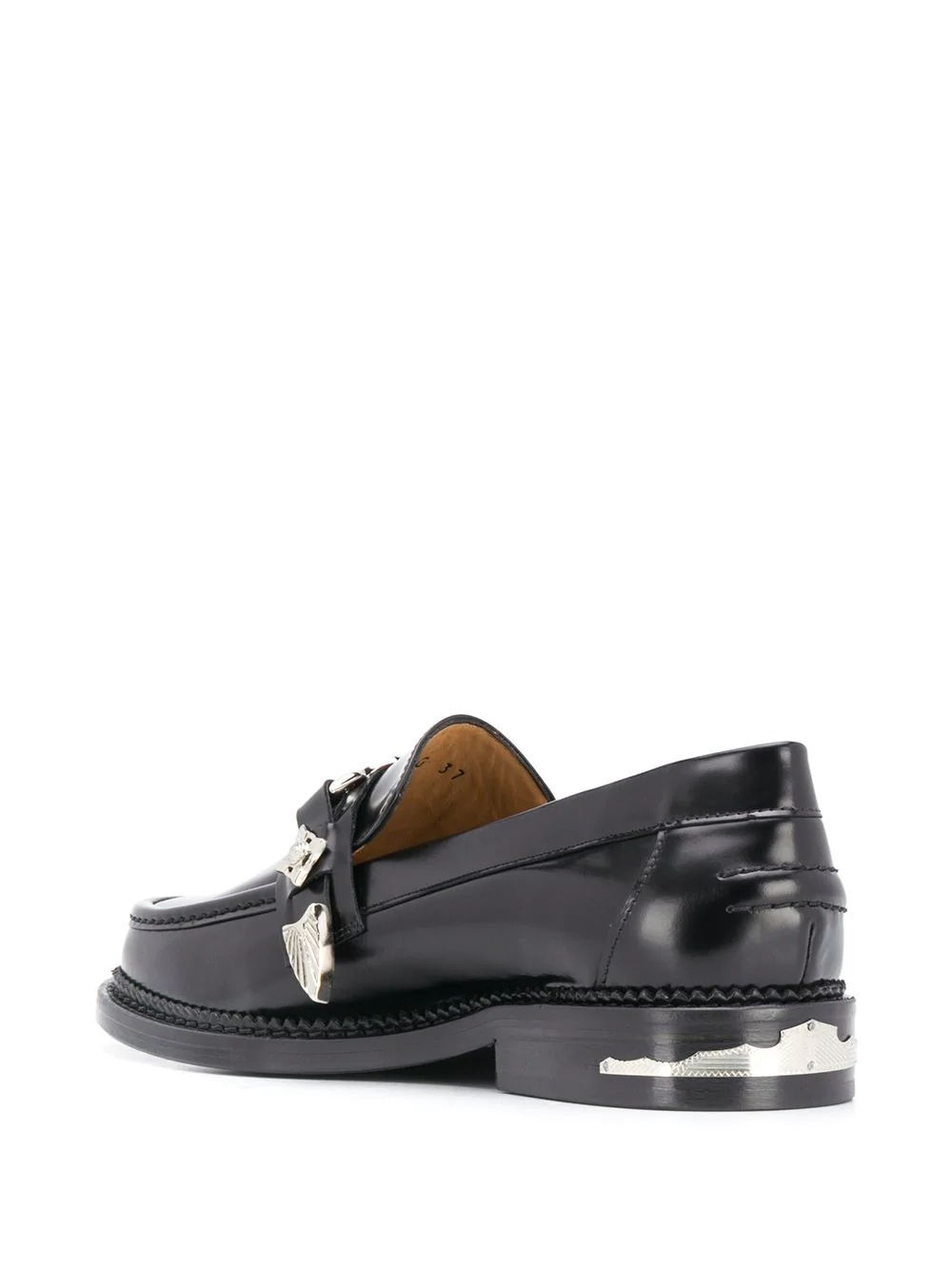 Shop Toga Embossed-plaque Detail Loafers In Black