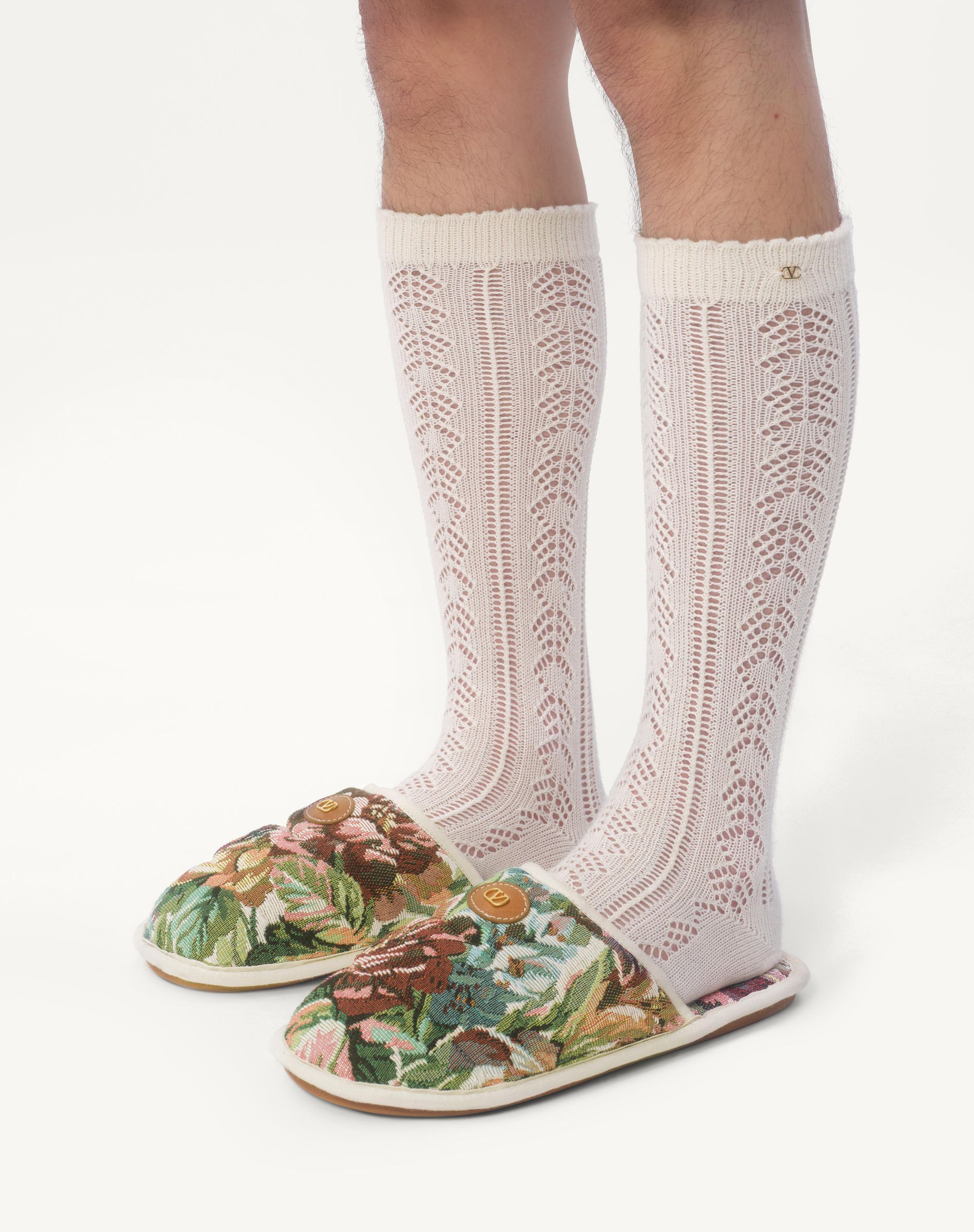 Valentino Round Head Slippers In Multicolor