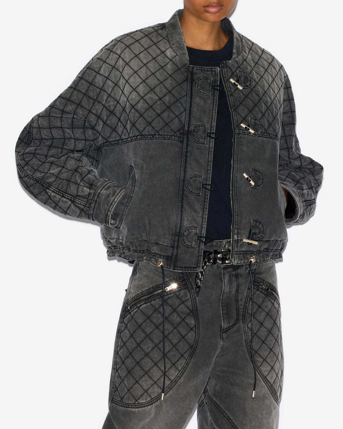 Isabel Marant Celiany Quilted Denim Bomber Jacket In Black