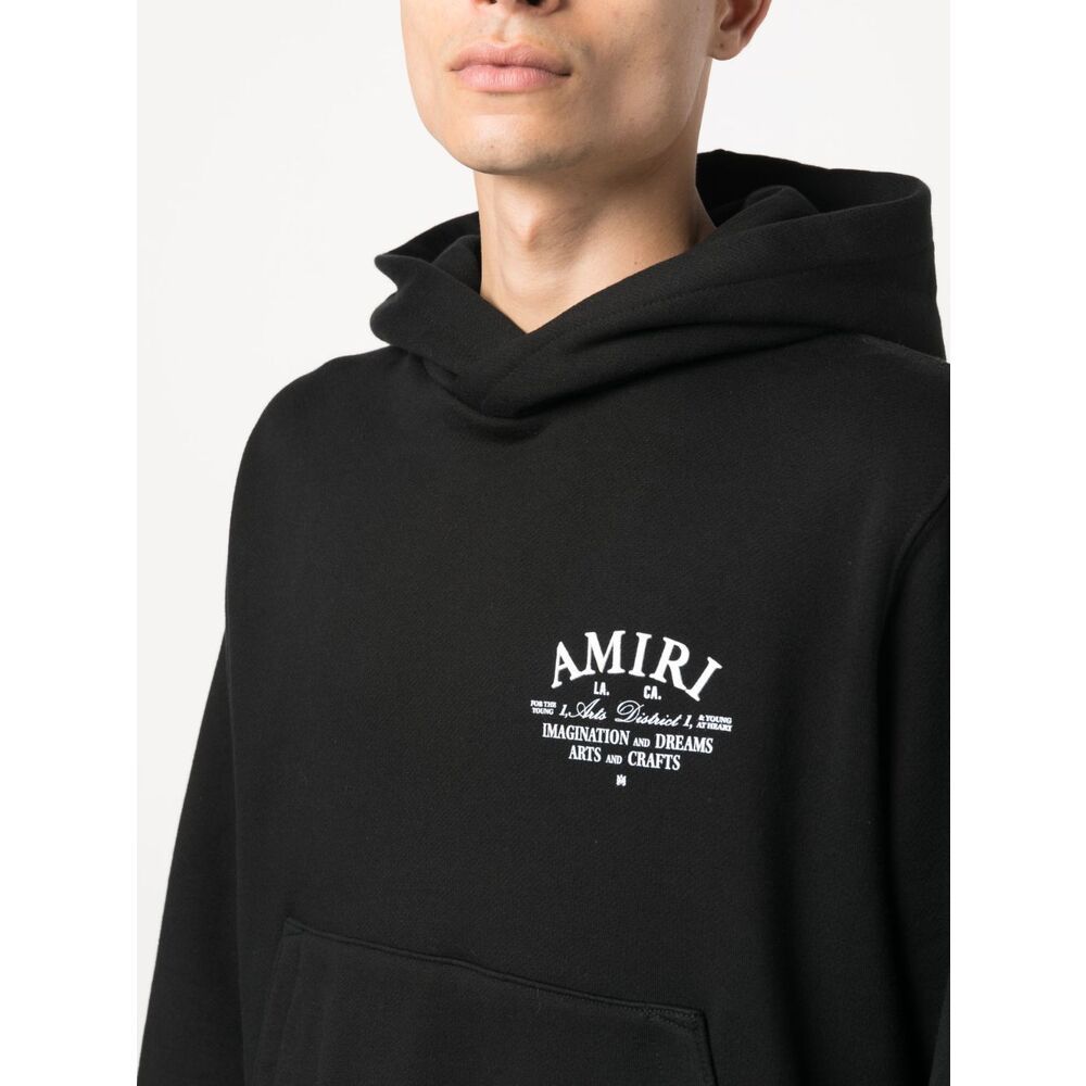 Amiri Logo Printed Long Sleeved Hoodie In Black