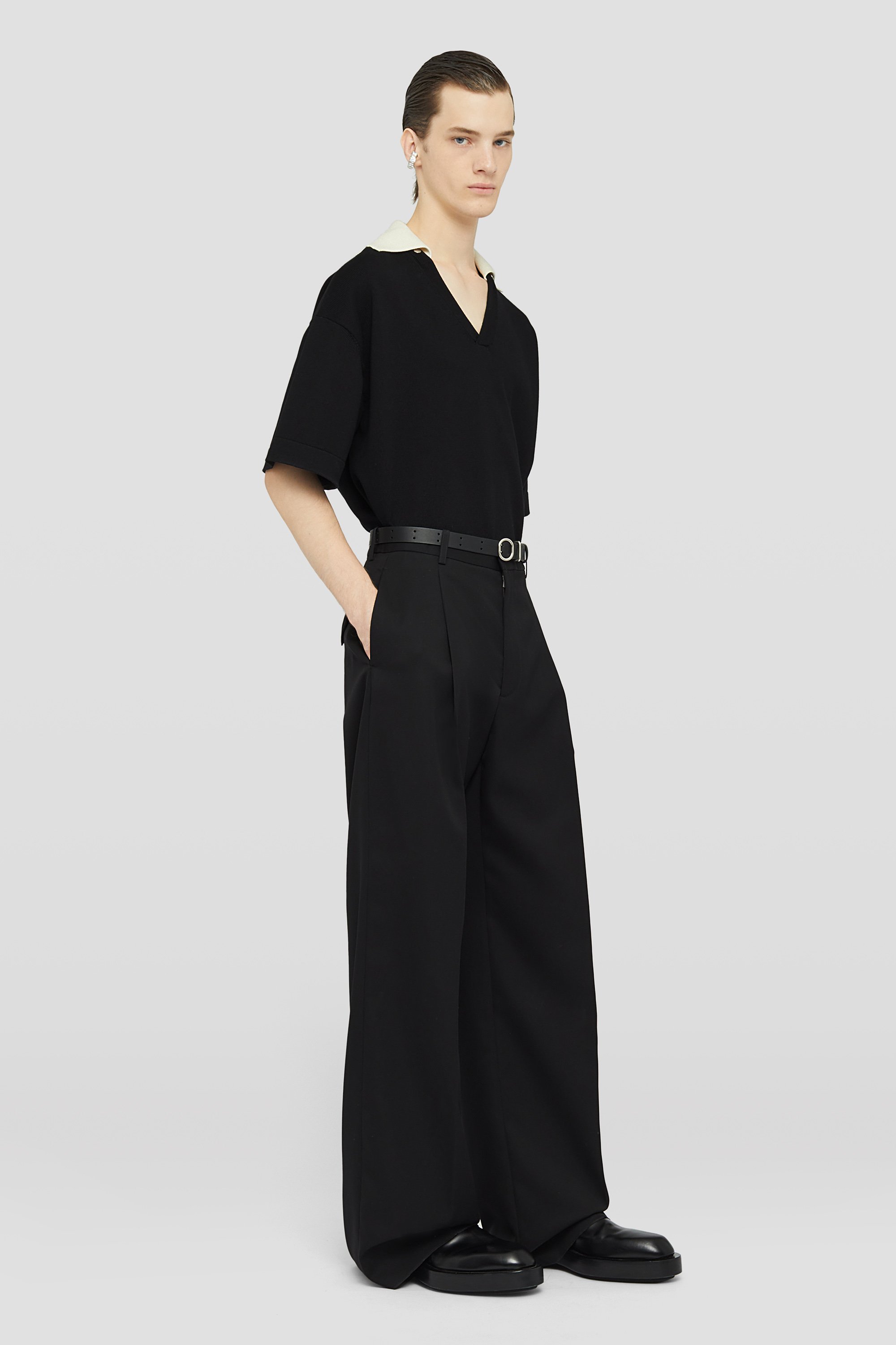 Jil Sander High-waisted Tailored Wool Trousers In Black