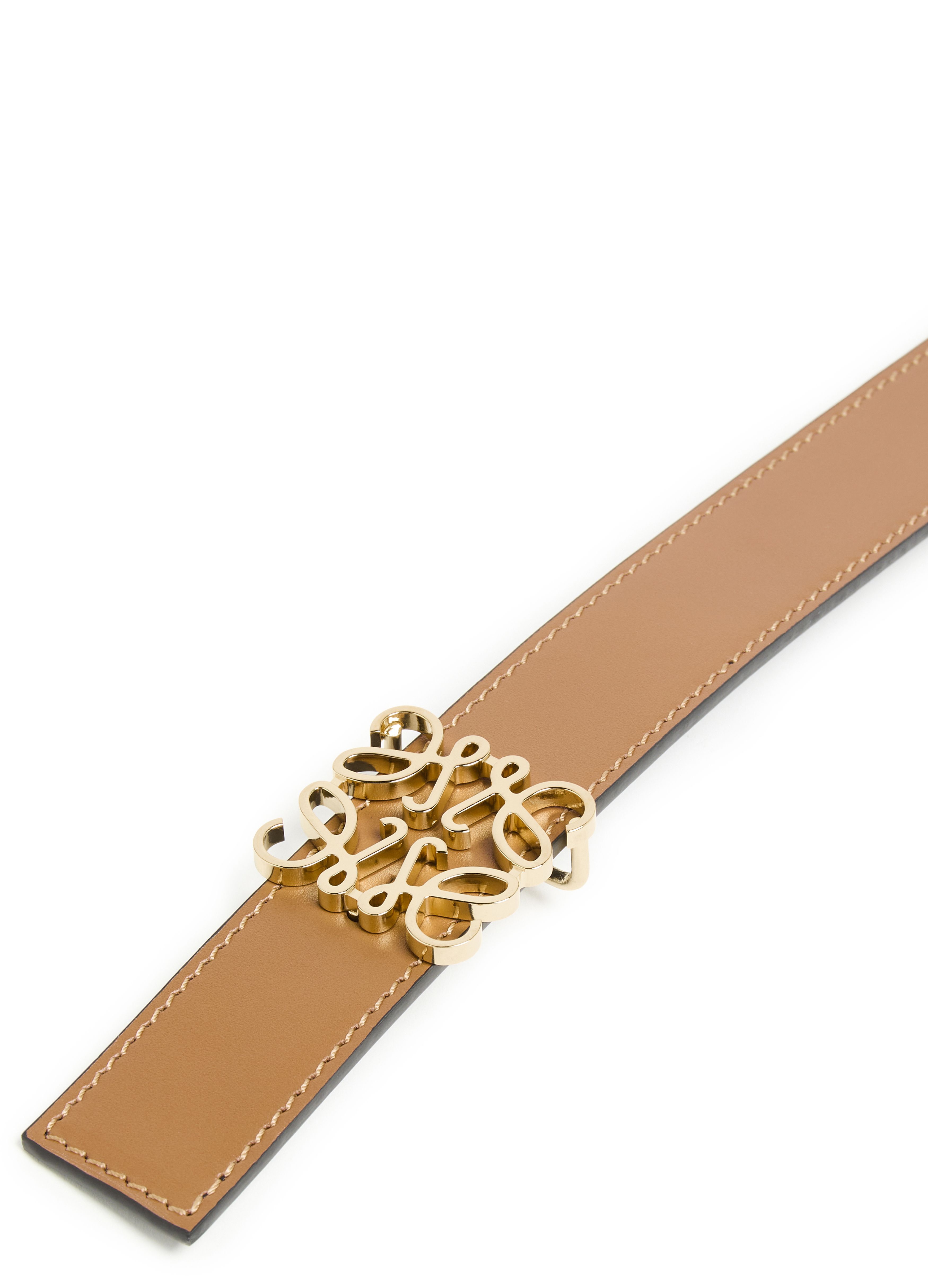 Loewe Anagram Buckle Reversible Belt In Tan/black/gold