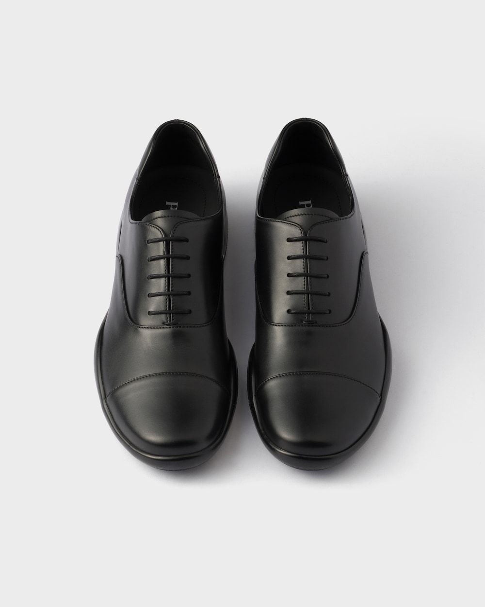 Prada Leather Loafers With Rubber Sole In Black