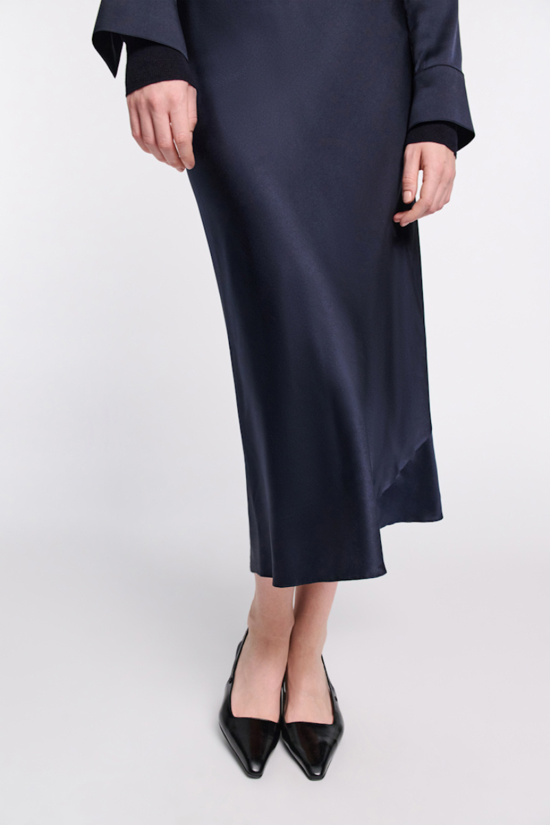 Dorothee Schumacher Stretch Silk-satin Midi-skirt In Blue
