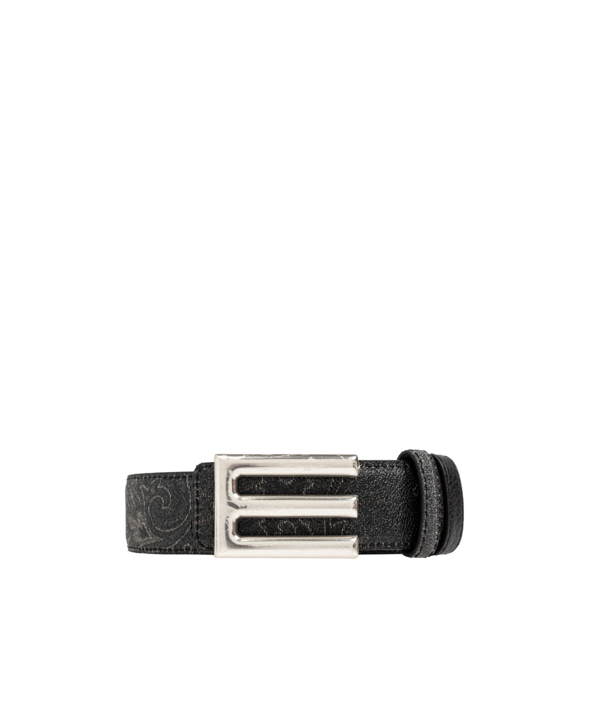 Etro Logo Buckled Paisley Print Reversible Belt In Black