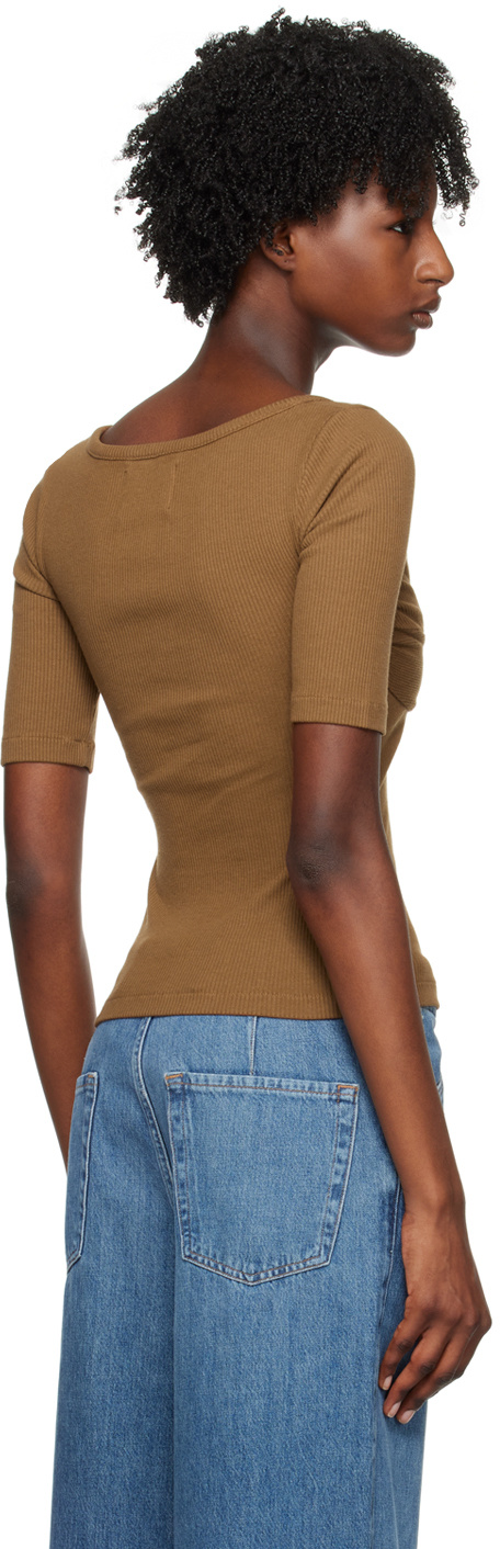 Citizens Of Humanity Short-sleeved Ribbed T-shirt In Brown