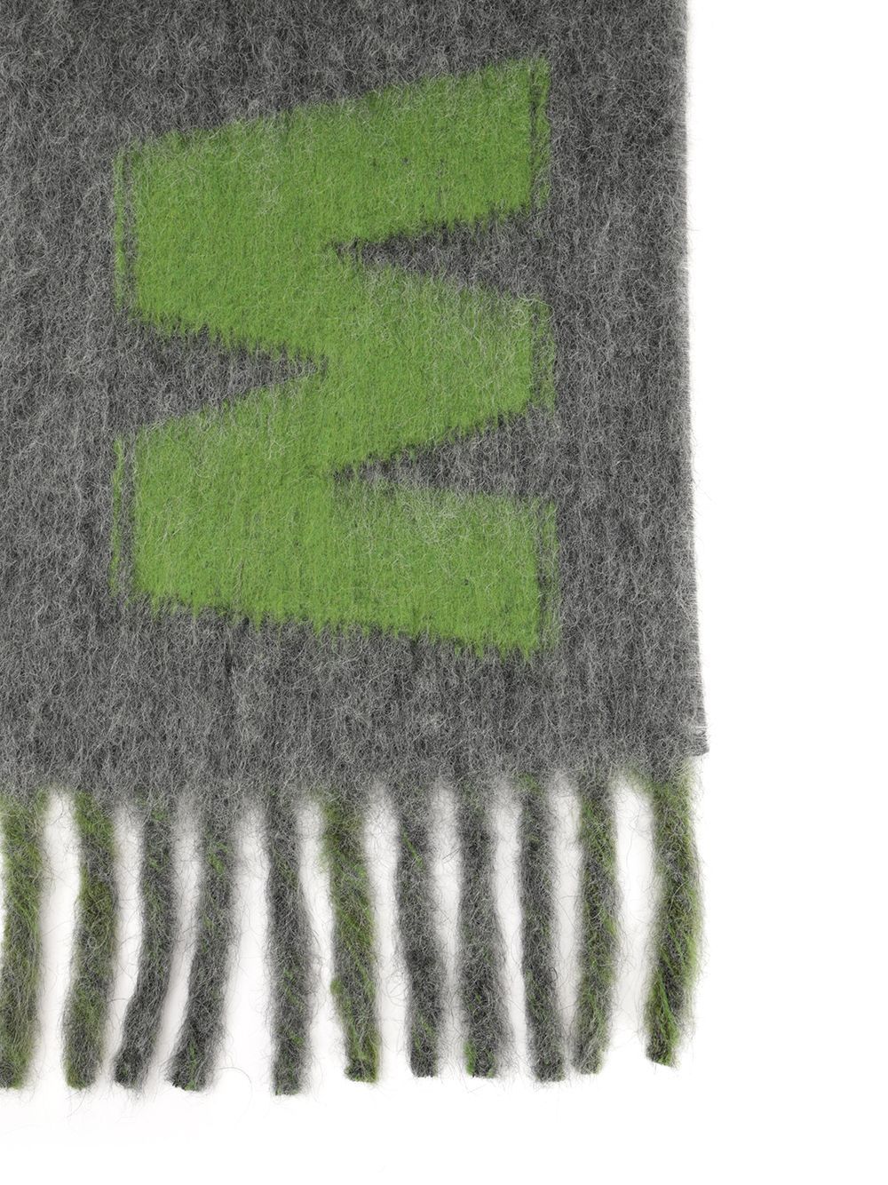 Marni Fringed Ends Striped Pattern Scarves In Gray