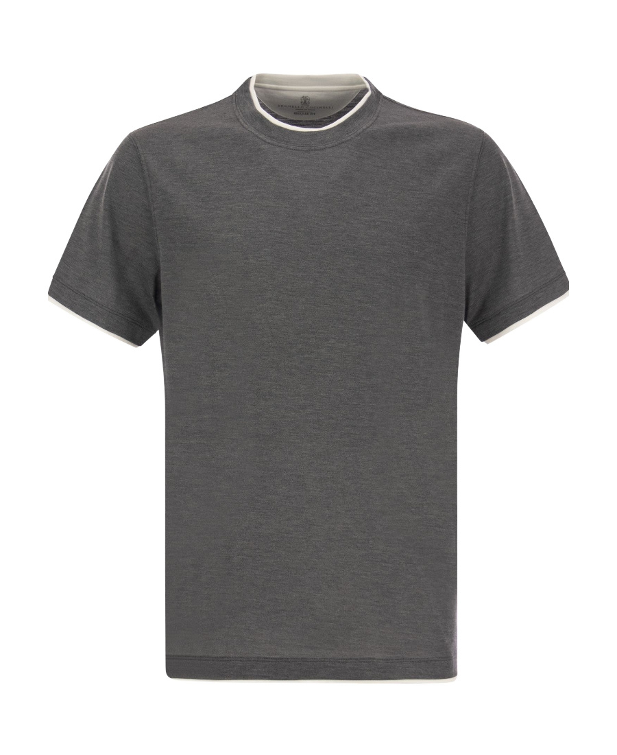Brunello Cucinelli Basic Silk-blend T-shirt In Black