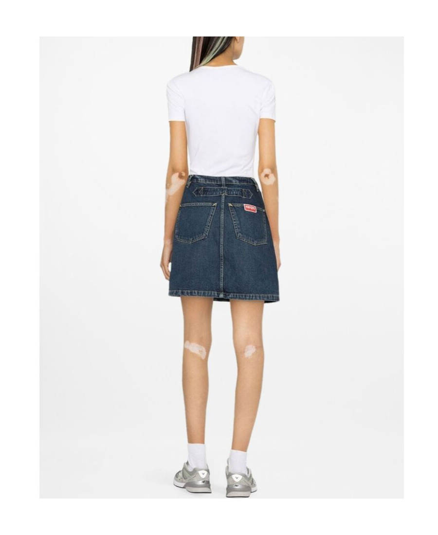 Kenzo Stone Wash Denim Miniskirt In Blue