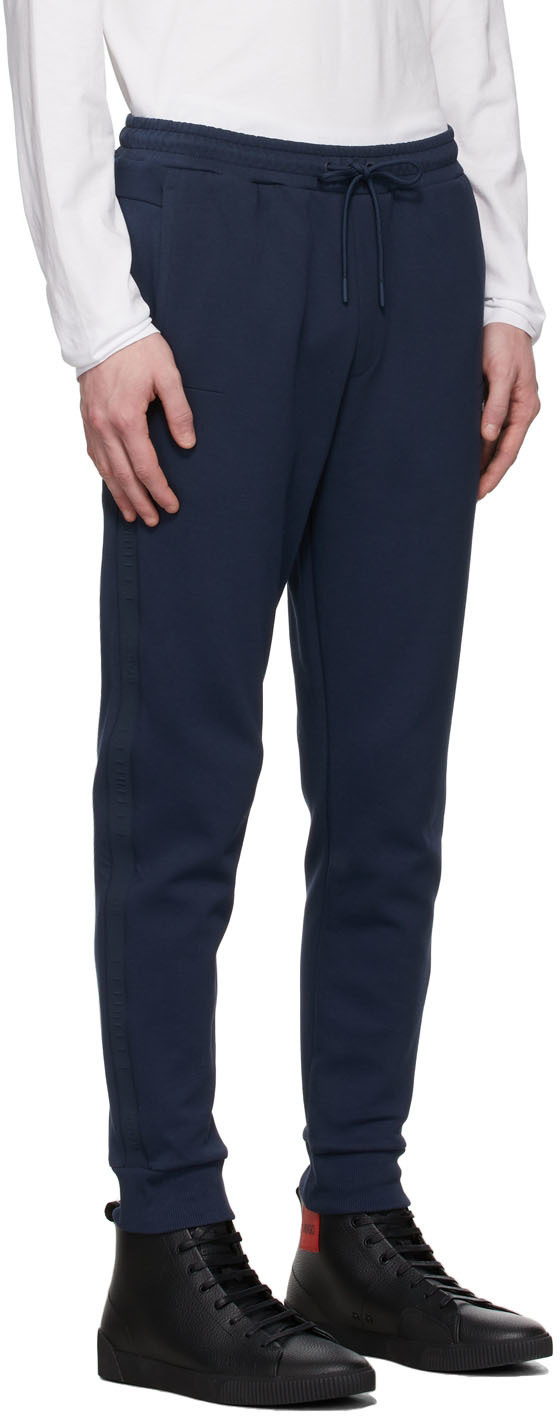 Shop Hugo Boss Navy Blue Logo Sweatpants In Black