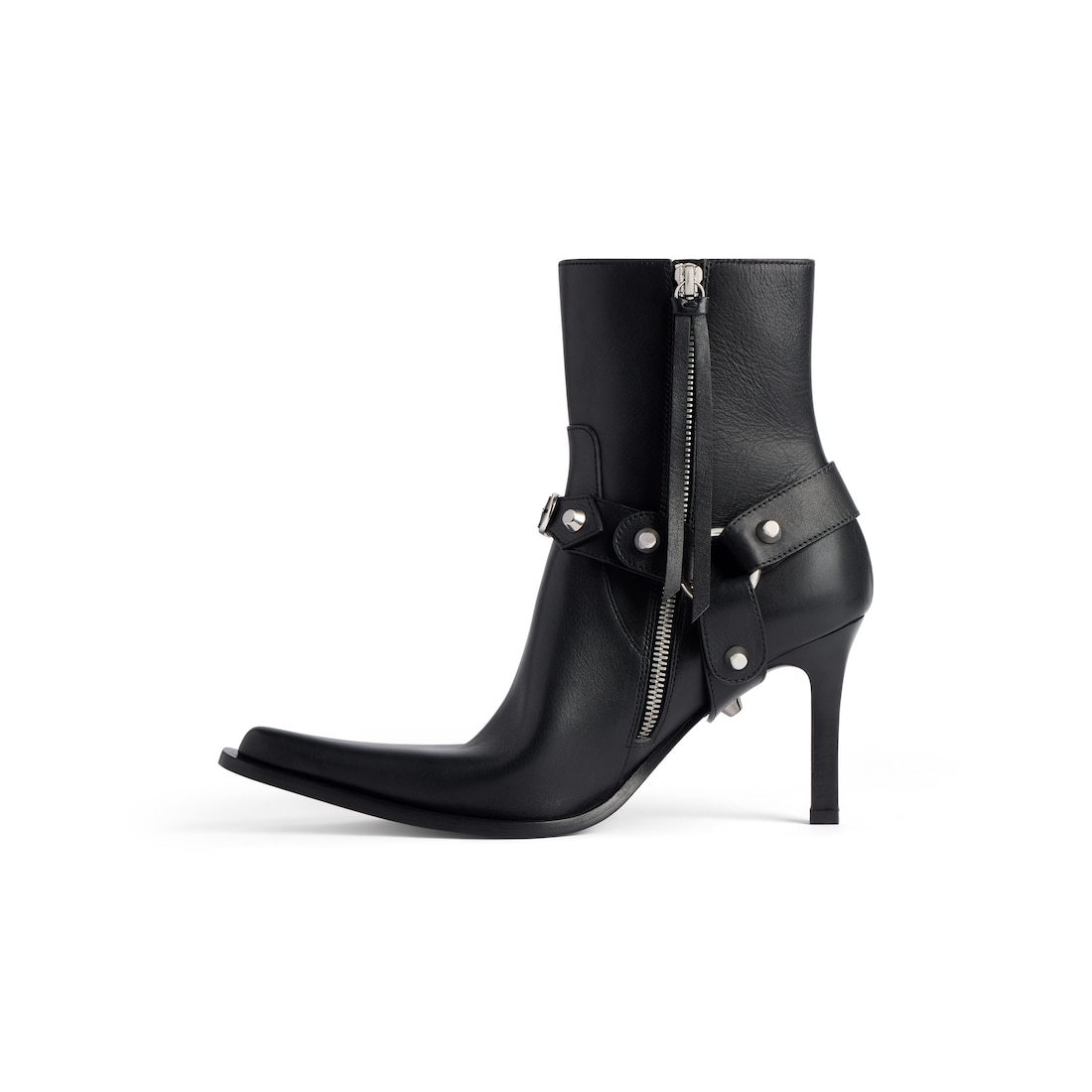 Balenciaga City Calfskin Heeled Ankle Boots In Black