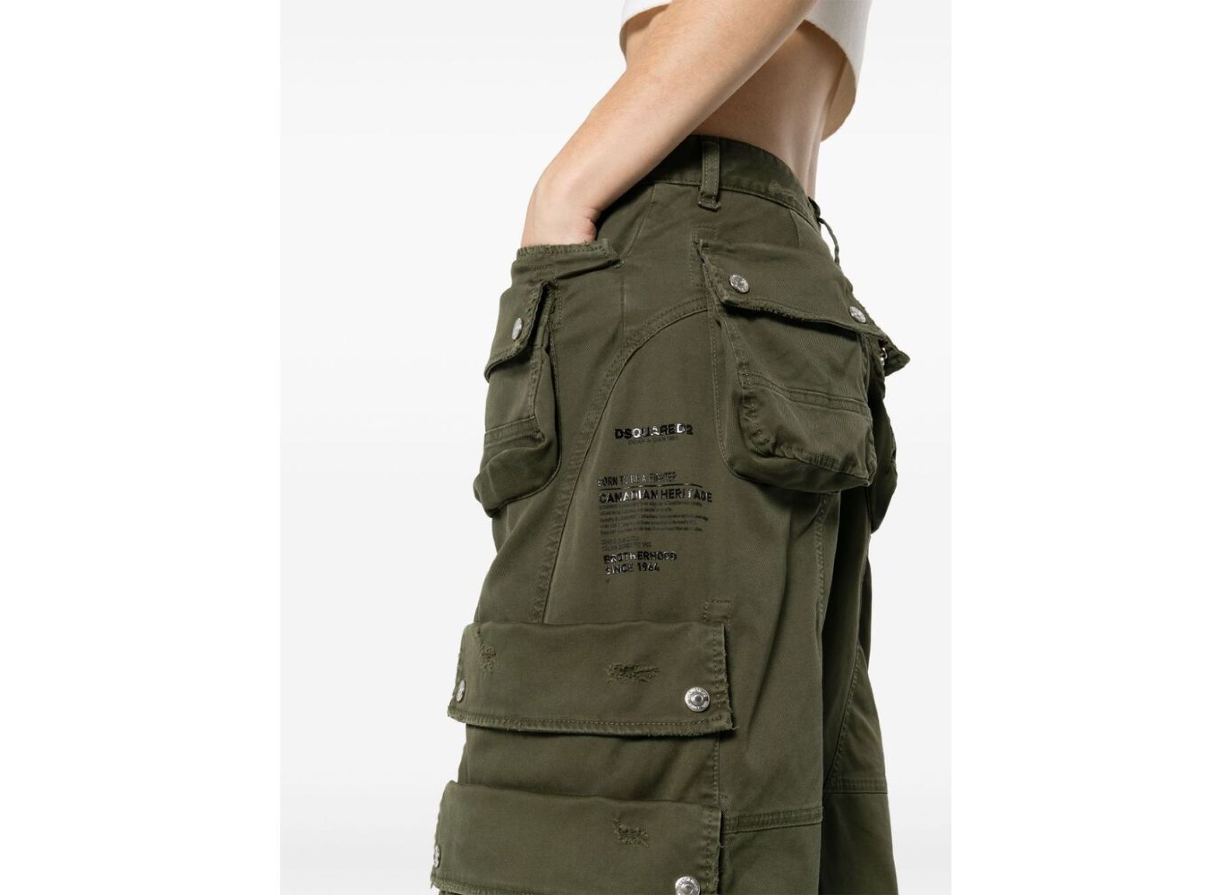 Dsquared2 Wide Leg Cargo Pants In Green