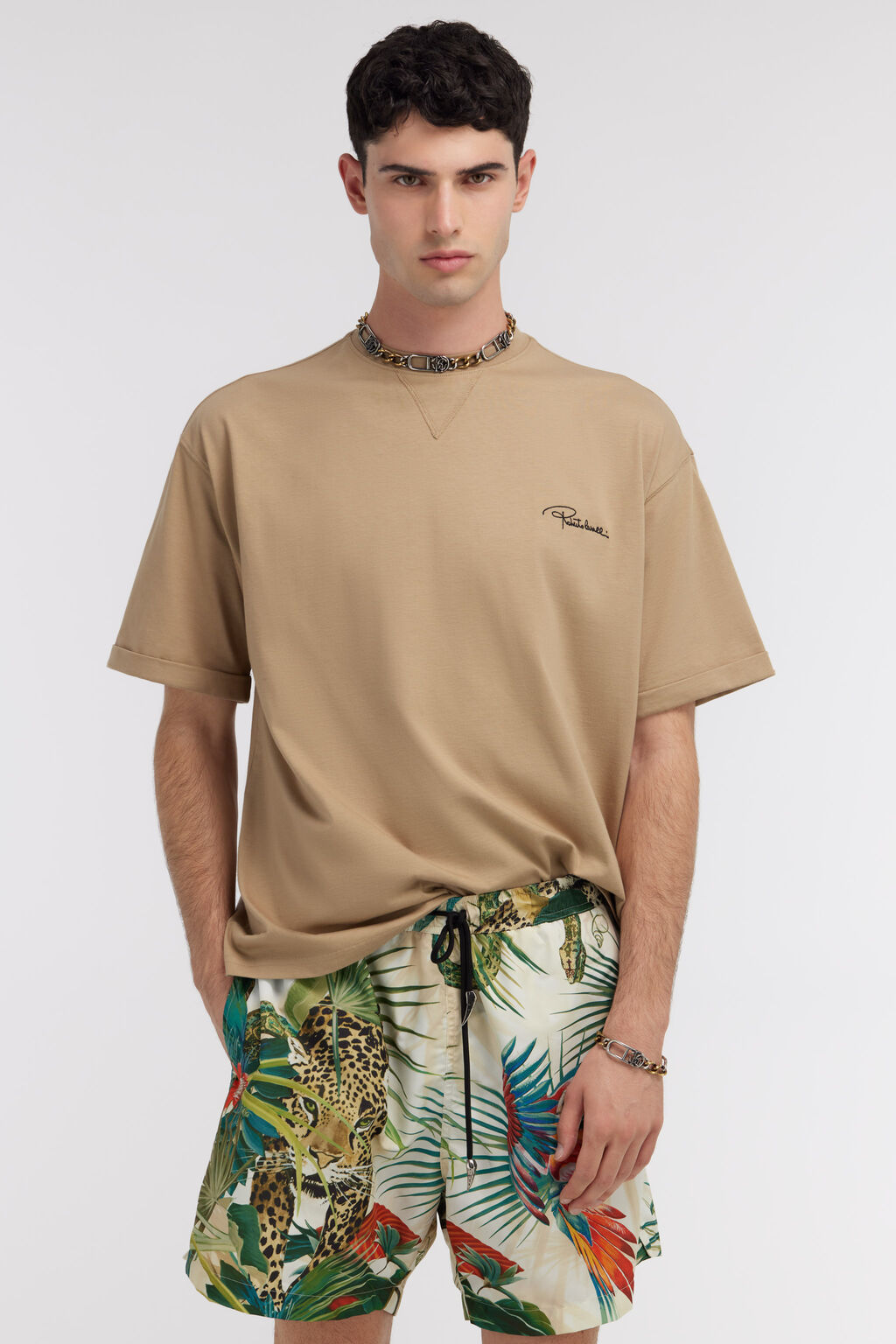 Roberto Cavalli Short-sleeved T-shirt In Brown