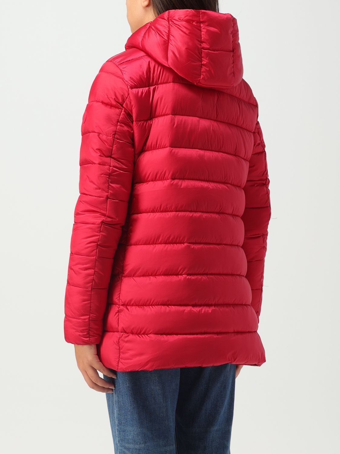 Save The Duck Hooded Quilted Coat In Red