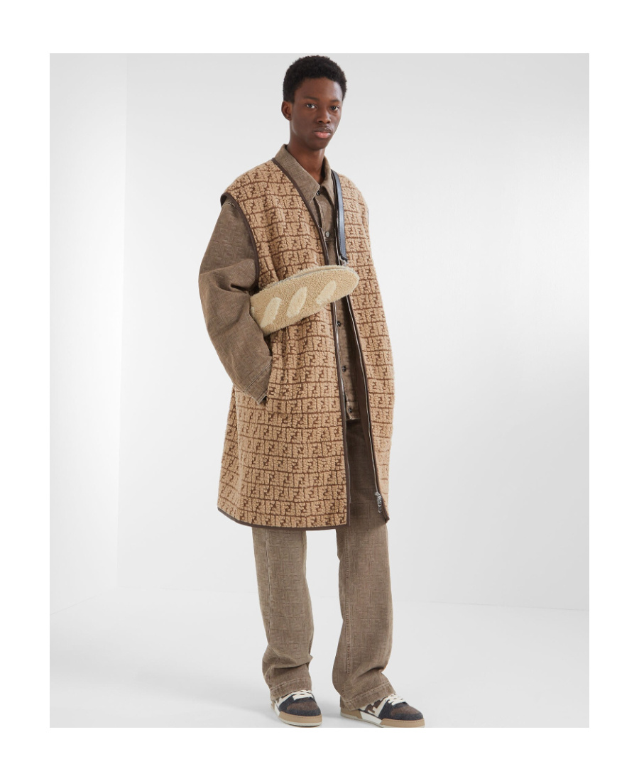 Fendi Ff Wool-blend Teddy Vest In Brown