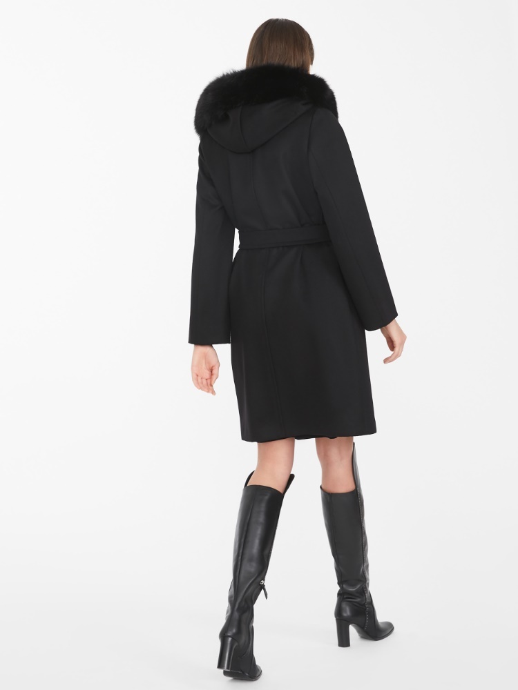 Max Mara Hooded Coat In Black