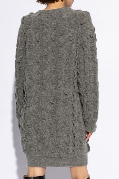 Moschino 3d Ruffles Knitted Mini Dress In Black