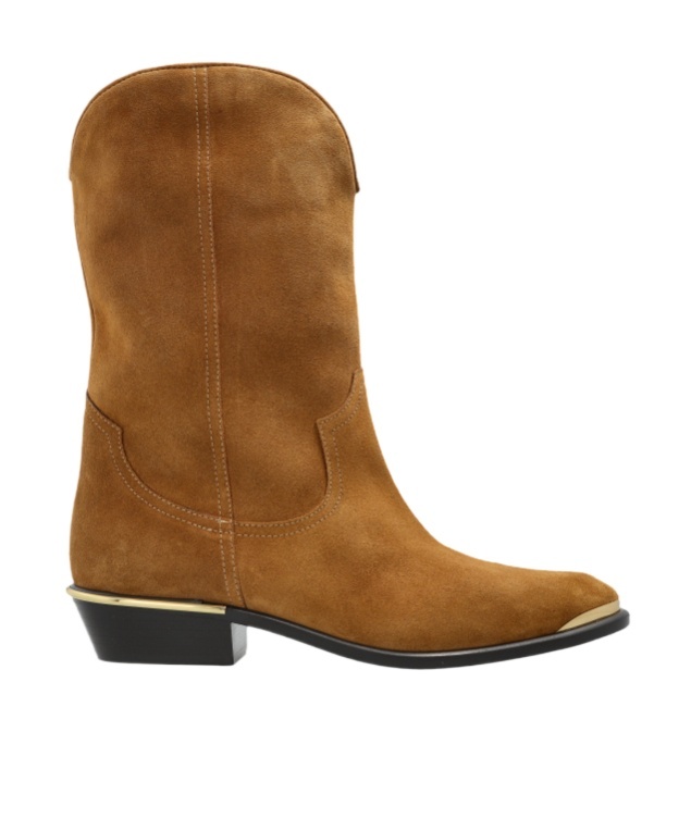 Isabel Marant Metallic-toe Slip-on Cowboy Boots In Brown