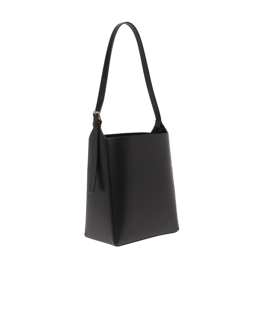Apc 'virginie' Black Bucket Bag With Shoulder Strap And Top Adjustable Handle In Leather Woman In Black