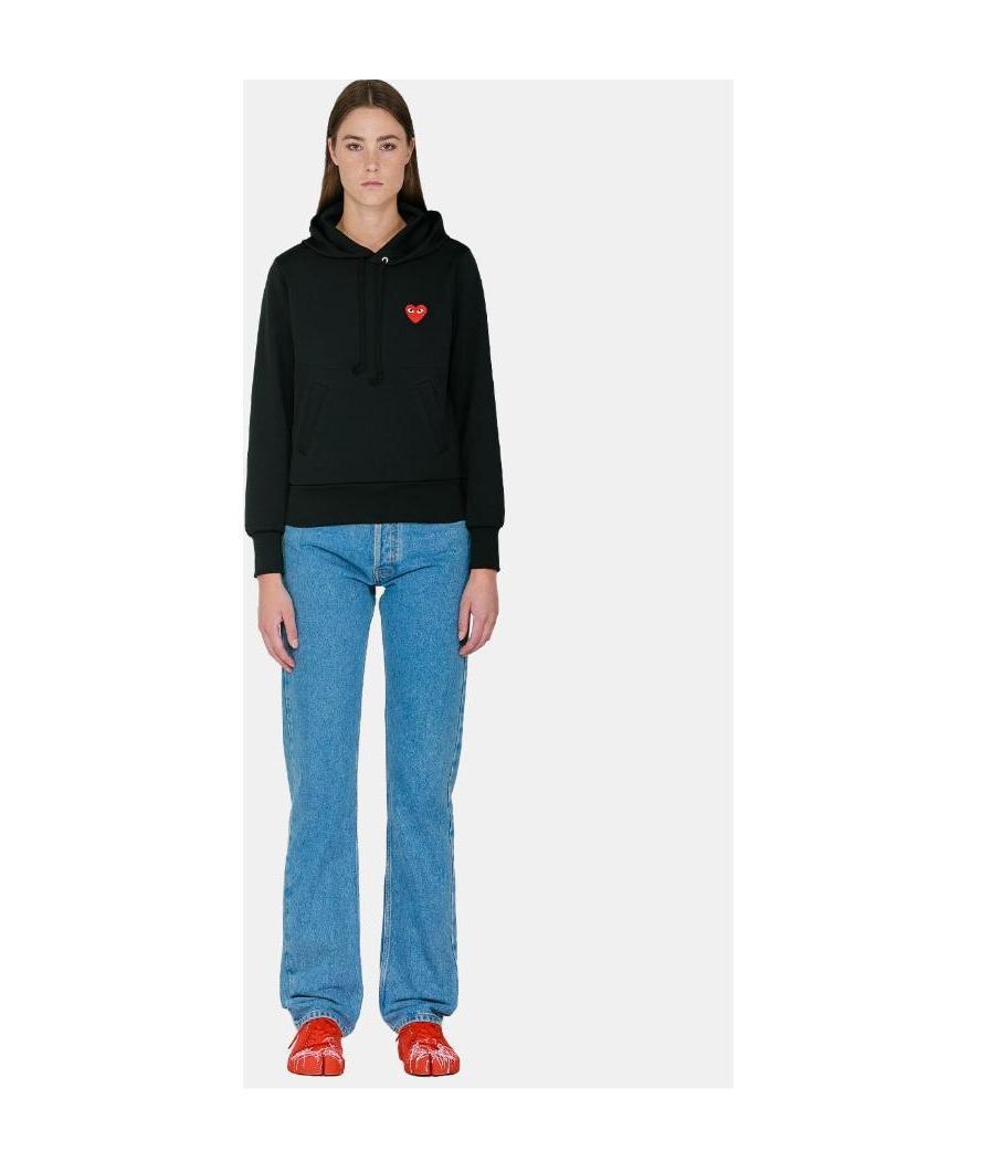 Comme Des Garçons Play Black Red Heart Patch Hoodie In Blue