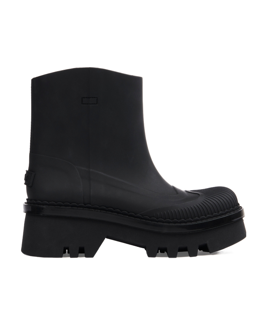 Chloé Elegant Mini Rain Boots With Scallop Detailing In Black