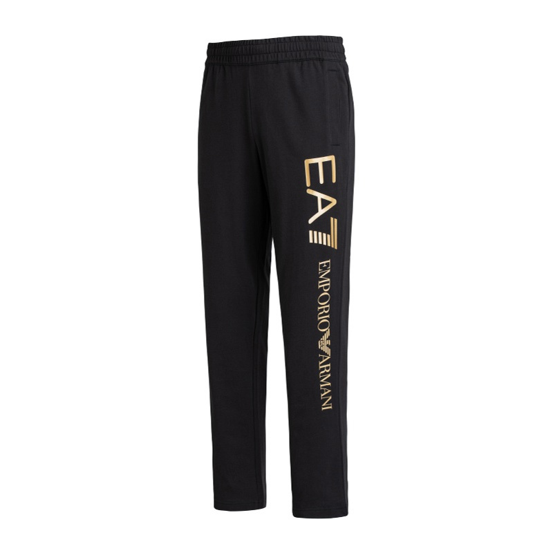 Ea7 Elastic Waist Casual Pants In Black