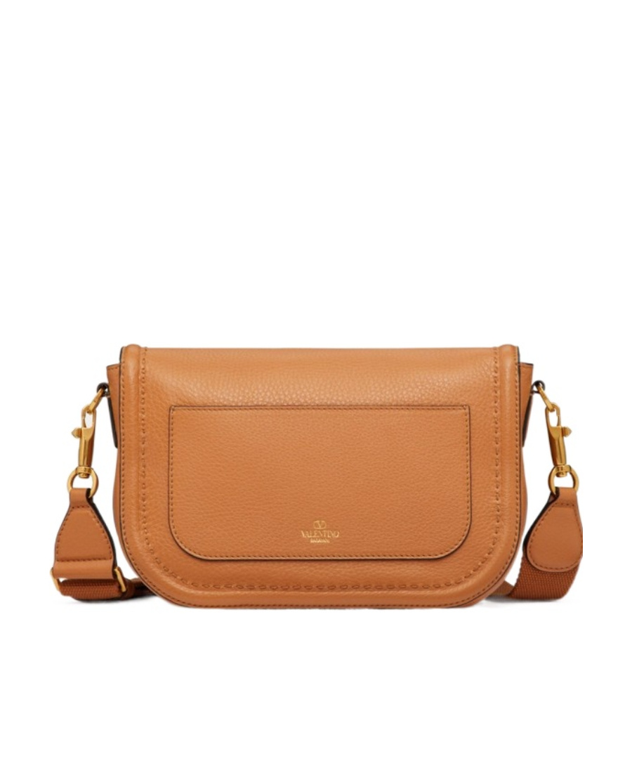 Valentino Structured Leather Chain Strap Bag In Brown