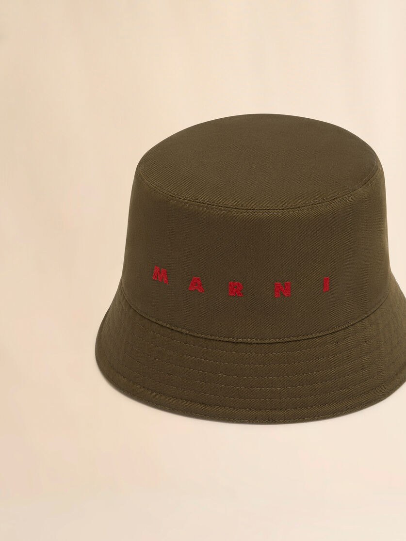 Marni Logo-embroidered Bucket Hat In Green