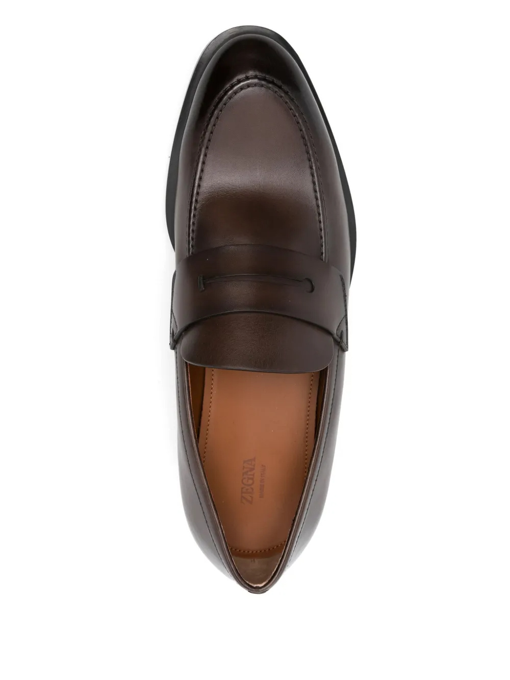 Zegna Leather Penny Loafers In Black