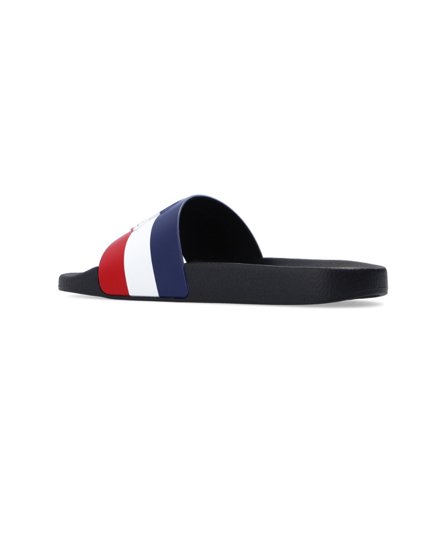 Shop Moncler Basile Tricolore Pool Slides In Black