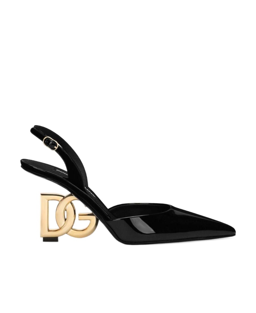 Dolce & Gabbana Lollo Patent Leather Slingback Pumps In Black